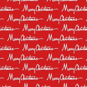 Retro Merry Christmas Typography in Santa Red + White