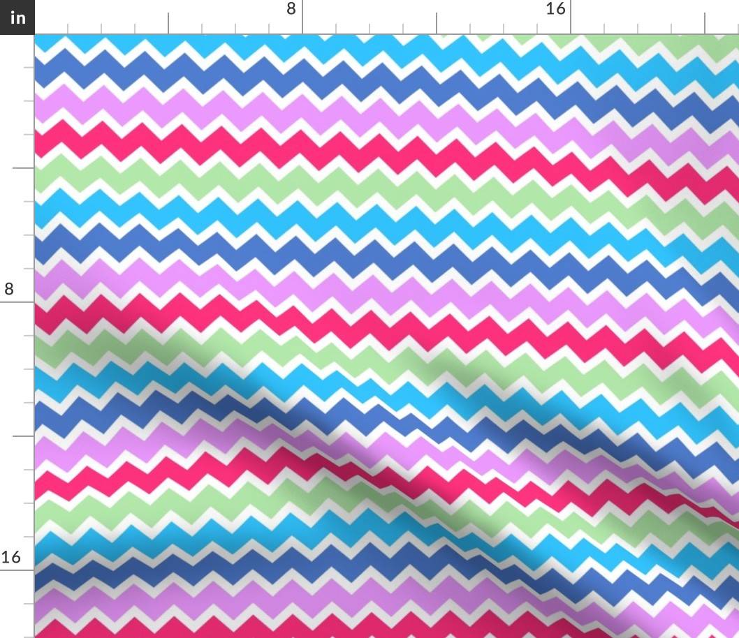 Blue, green and pink chevron pattern