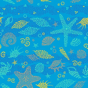 Blue pattern with sea elements