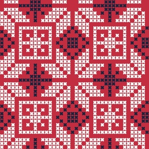 cross stitch pattern - ugly Christmas sweater ornament  - red