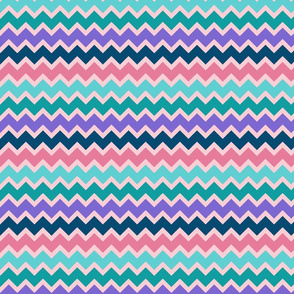 Pink, teal and purple chevron pattern