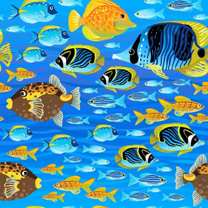 Bright pattern with colorful tropical fish