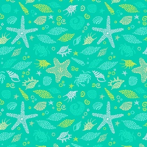 Turquoise pattern with sea elements.