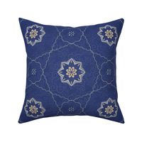 Blue Flowers and Geometry Arabic Pattern