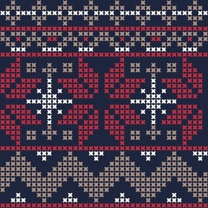 cross stitch pattern - ugly Christmas sweater ornament  - navy blue