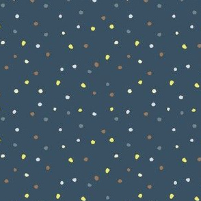 Earth tone small dots on grey blue background