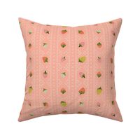 needlepoint inspired cross stitch strawberry salmon pink 8in