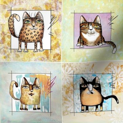 Four different  cats