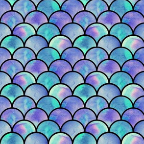 lilac scales of mermaid with black lines