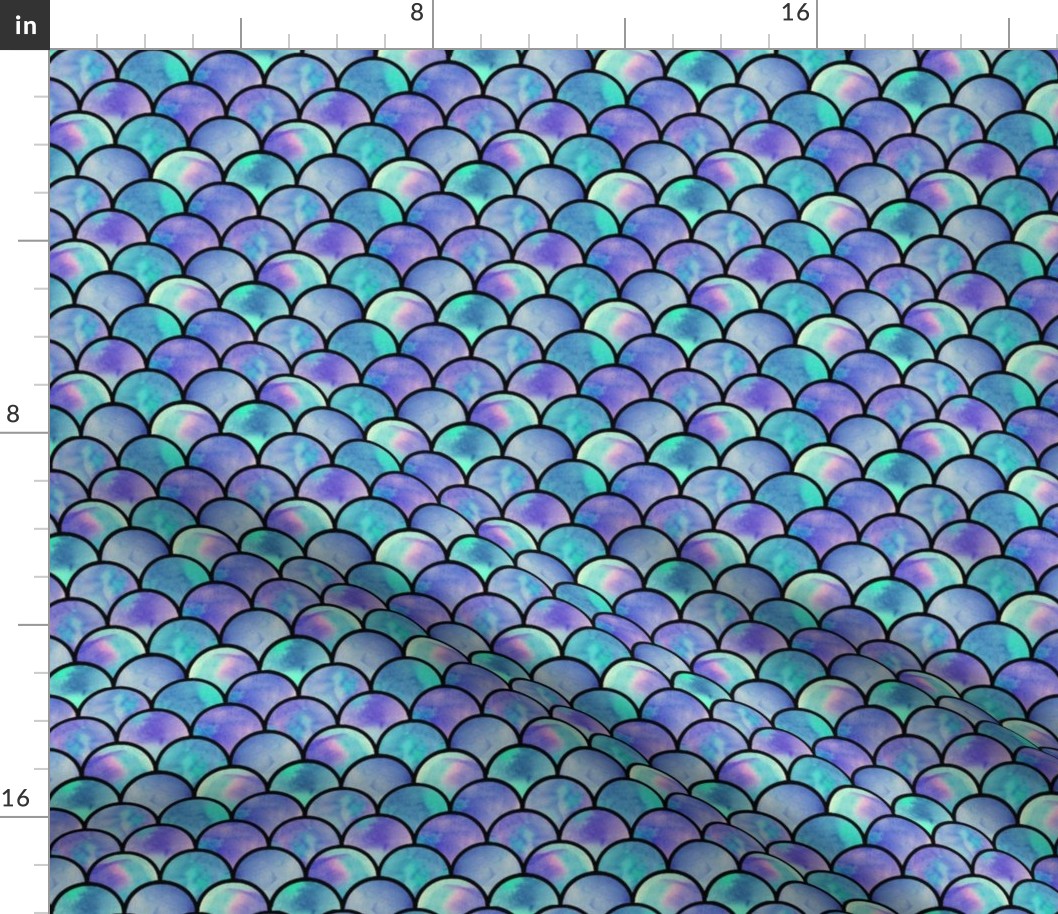 lilac scales of mermaid with black lines