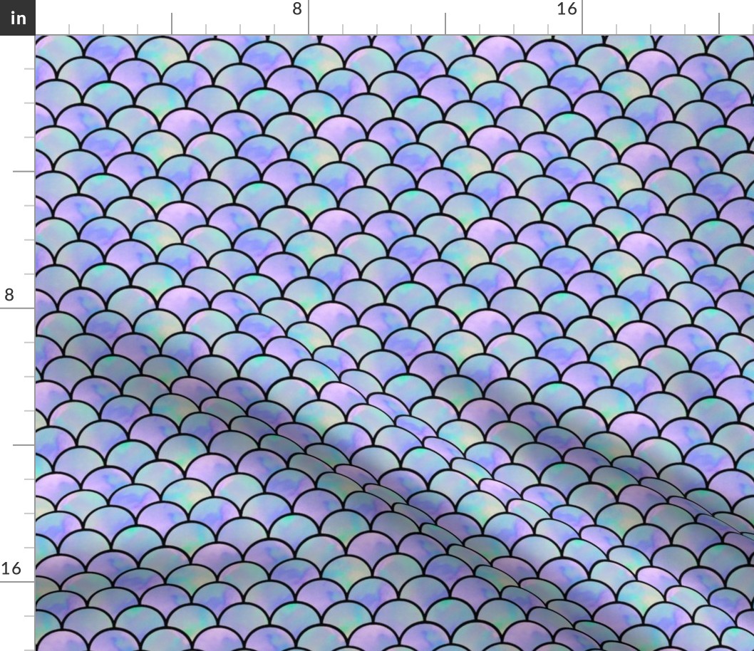 lilac mermaid's scales with black lines