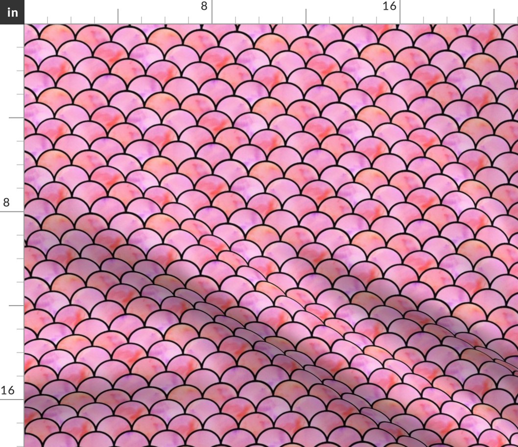 pink scales with black lines