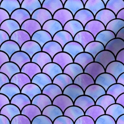 watercolor lilac mermaid's scales with black lines