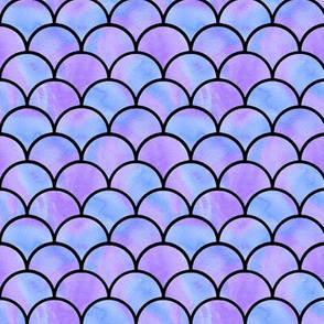 watercolor lilac mermaid's scales with black lines