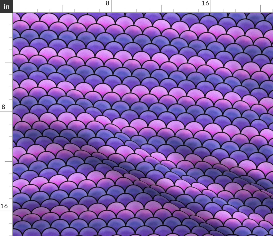 purple and pink scales with black lines