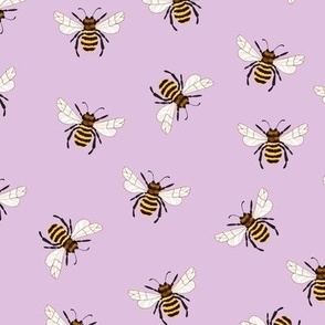 Illustrated Bees on Lilac