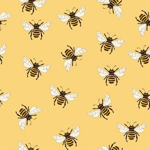 Illustrated Bees on Yellow