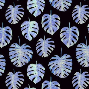 neon blue monstera leaves