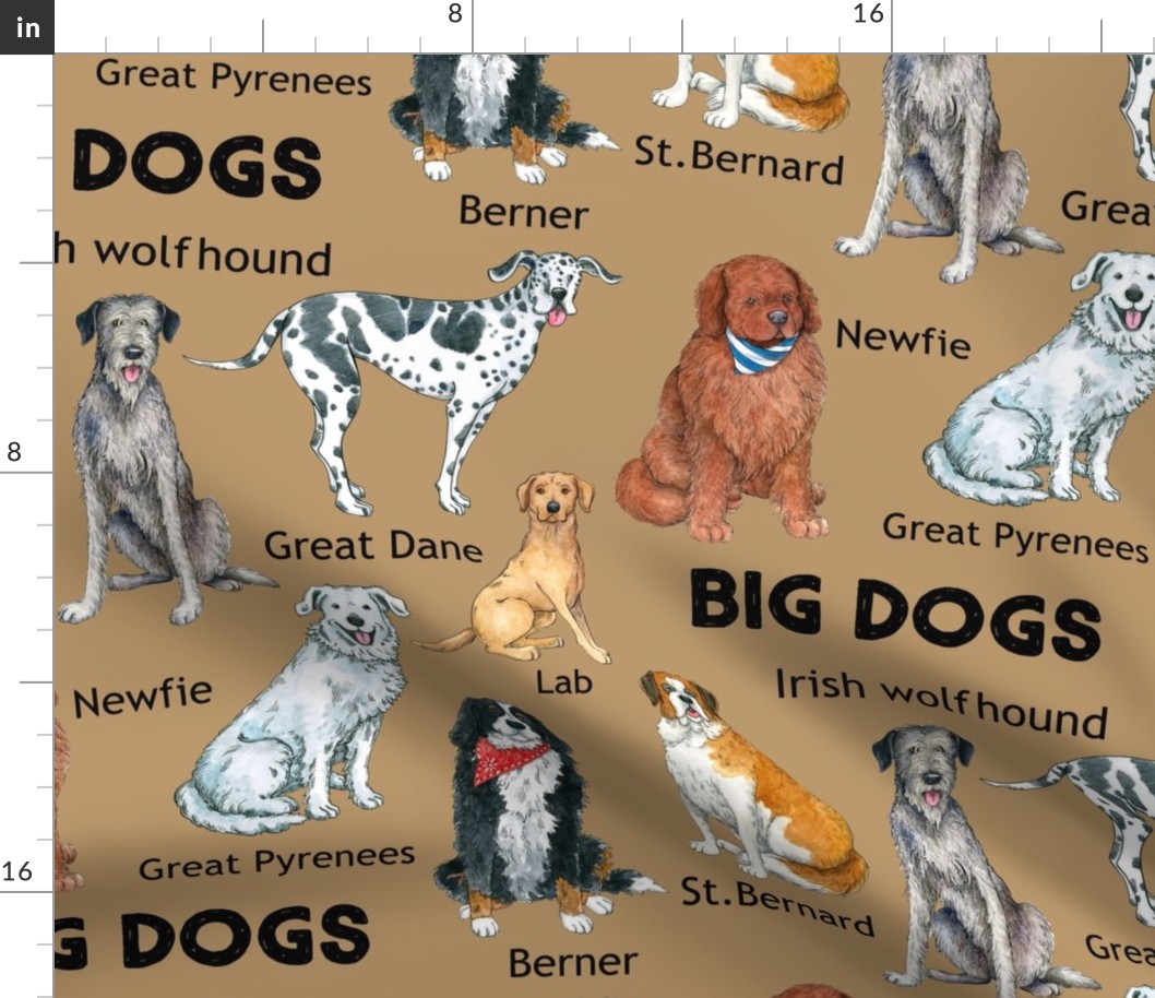 Big Dogs Pattern on brown