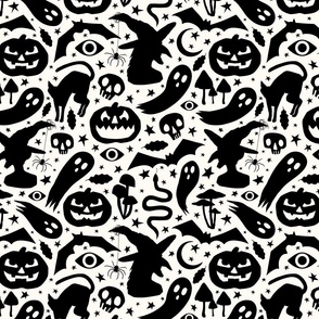 Spooky Silhouettes | Maximalist Monochrome Halloween Print