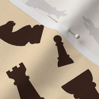 Chess Pieces Brown on Cream classic