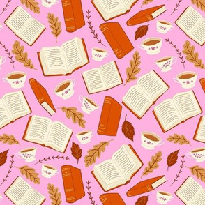 Fall For Reading (And Tea!) on Pink - Small