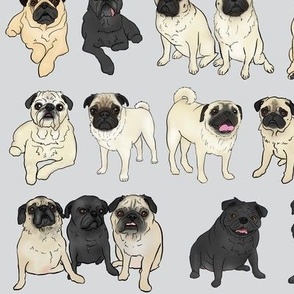 2" Pugs -FAT QTR SCALE- by BigBlackDogStudio