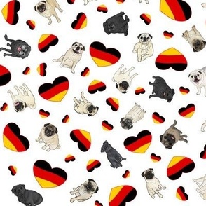 Patriotischer Mops Konfetti - Deutsche Flagge, German Pug Confetti flag hearts