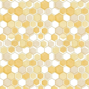 Bee Hives  - Abstract Gold/White 