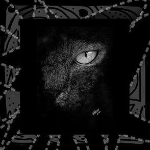 Black Cat wth monotone halloween border