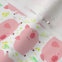 cheerful little fun pigs