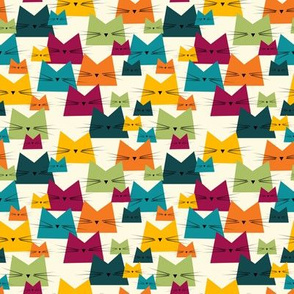 small scale cats - nala cat - bohemian colors - geometric cats - cat fabric and wallpaper