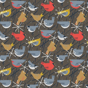 MCM Papercut SC Winter Backyard Birds M+M Ash by Friztin