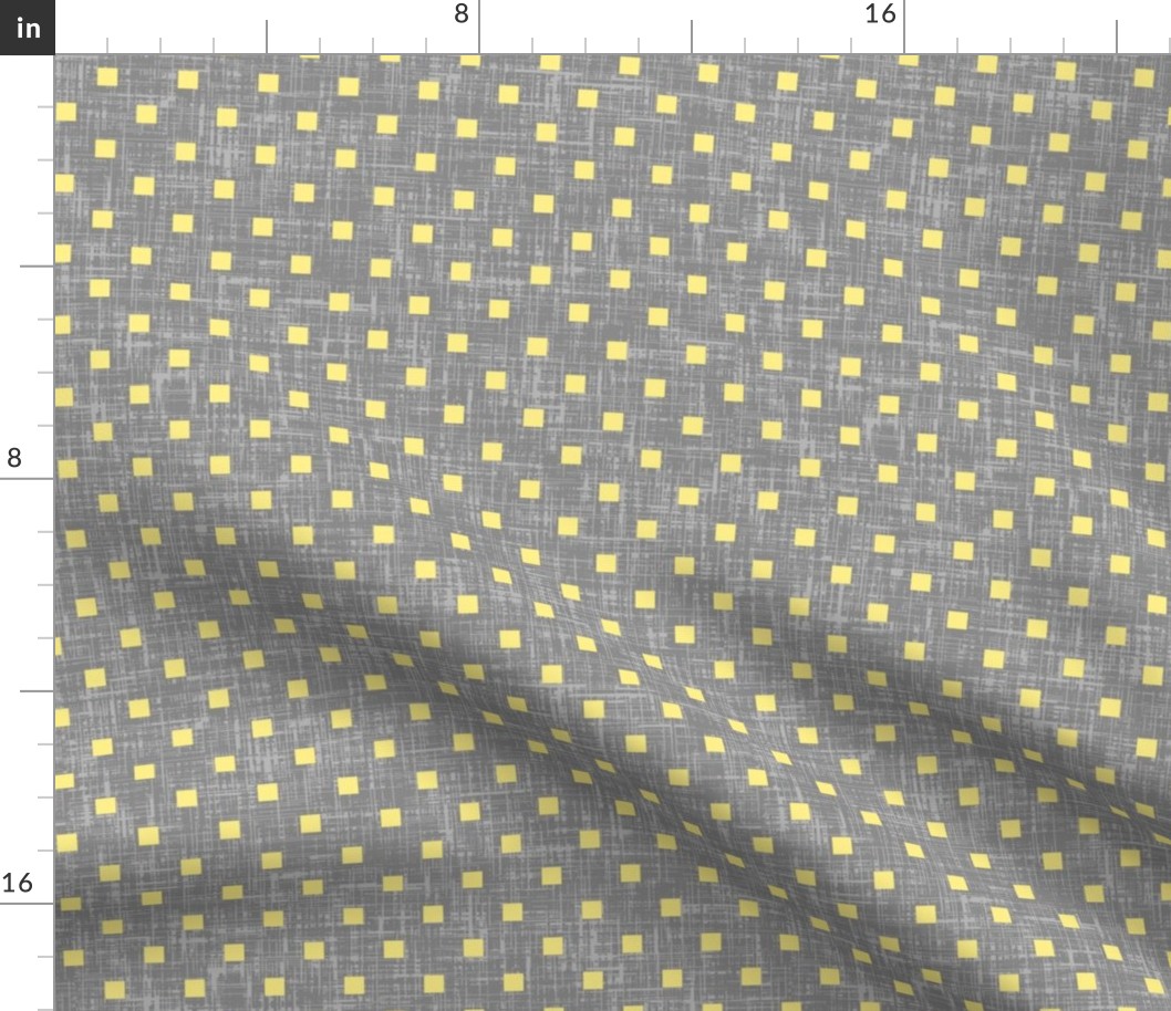 Yellow particles on gray linen-weave by Su_G_©SuSchaefer2020