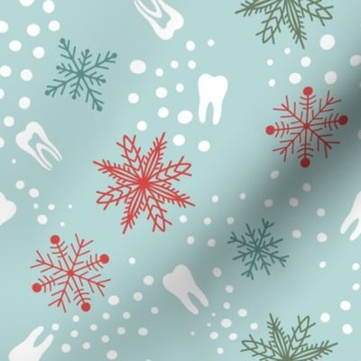 Tooth Snowflakes dental christmas -  blue