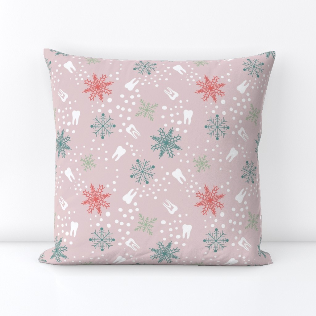 Tooth Snowflakes dental christmas -  pink