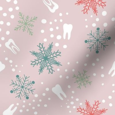 Tooth Snowflakes dental christmas -  pink