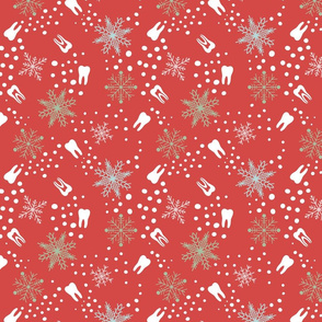 Tooth Snowflakes dental christmas - red