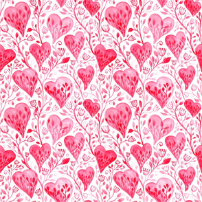 Pink floral hearts