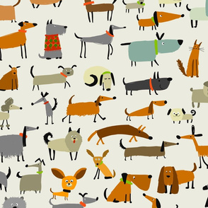    Funny Dogs Collection Print. Cute Dogs Characters