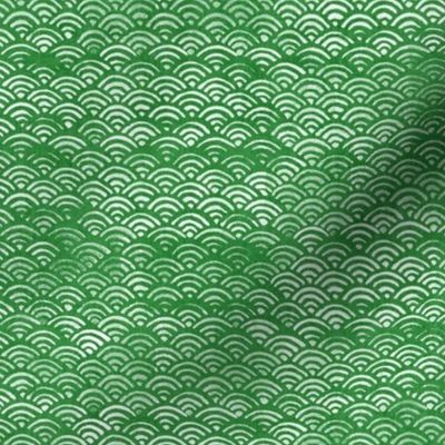 Japanese Ocean Waves in Grass Green | Block print pattern, Japanese waves Seigaiha pattern in fresh leafy green.
