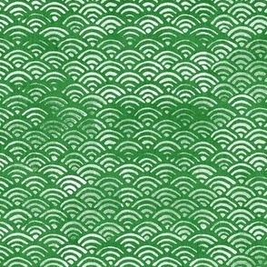 Japanese Ocean Waves in Grass Green (large scale) | Block print pattern, Japanese waves Seigaiha pattern in fresh leafy green.