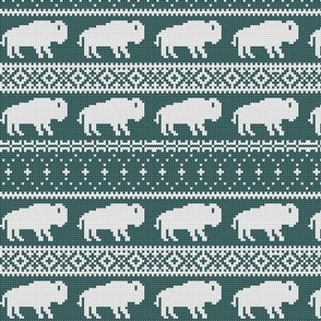 (small scale) Buffalo Fair Isle - dark green  knit  - holiday Christmas winter sweater -  LAD20