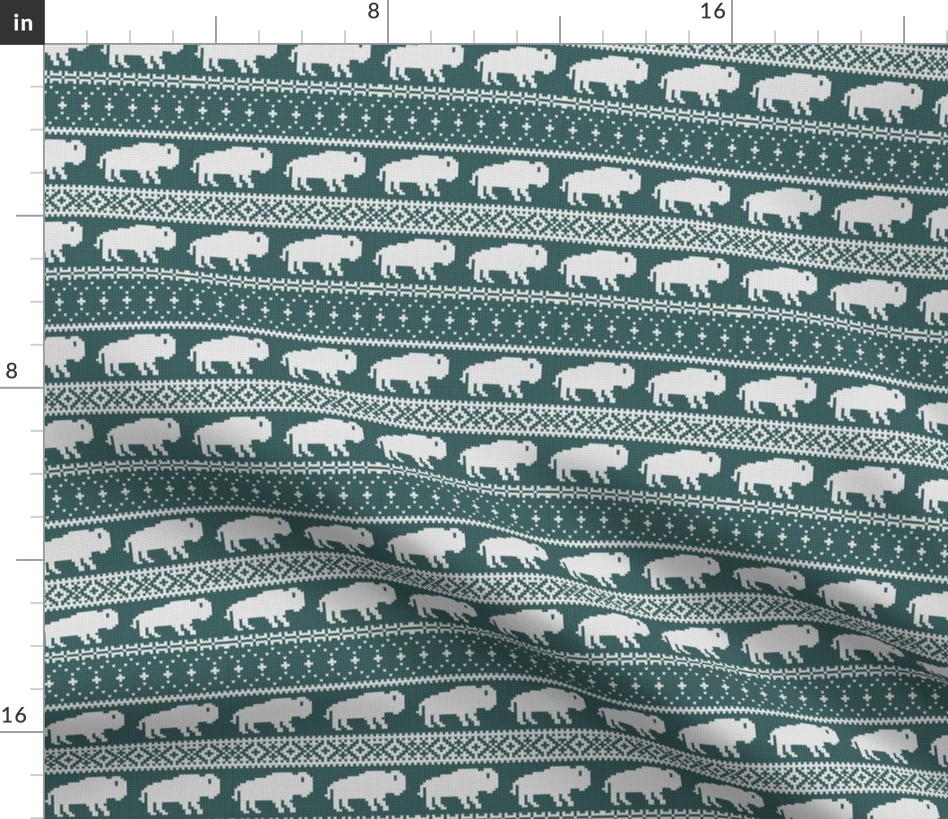 (small scale) Buffalo Fair Isle - dark green  knit  - holiday Christmas winter sweater -  LAD20