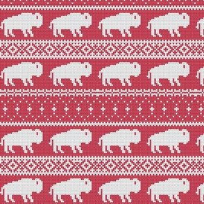(small scale) Buffalo Fair Isle -  red  - holiday Christmas winter sweater -  LAD20