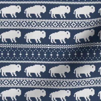 (small scale) Buffalo Fair Isle -  navy blue  - holiday Christmas winter sweater - LAD20