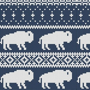 Buffalo Fair Isle -  navy blue  - holiday Christmas winter sweater -  LAD20