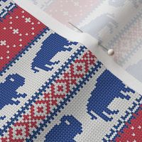 (small scale) Buffalo Fair Isle -  red & royal blue knit  - holiday Christmas winter sweater -  LAD20