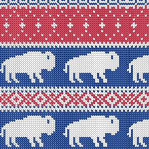 Buffalo Fair Isle - royal blue and red  - holiday Christmas winter sweater -  LAD20