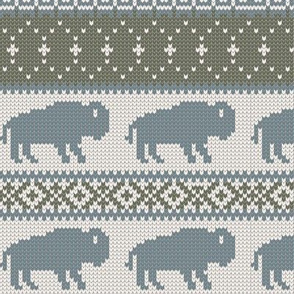 Buffalo Fair Isle - dusty blue & sage - holiday Christmas winter sweater -  LAD20